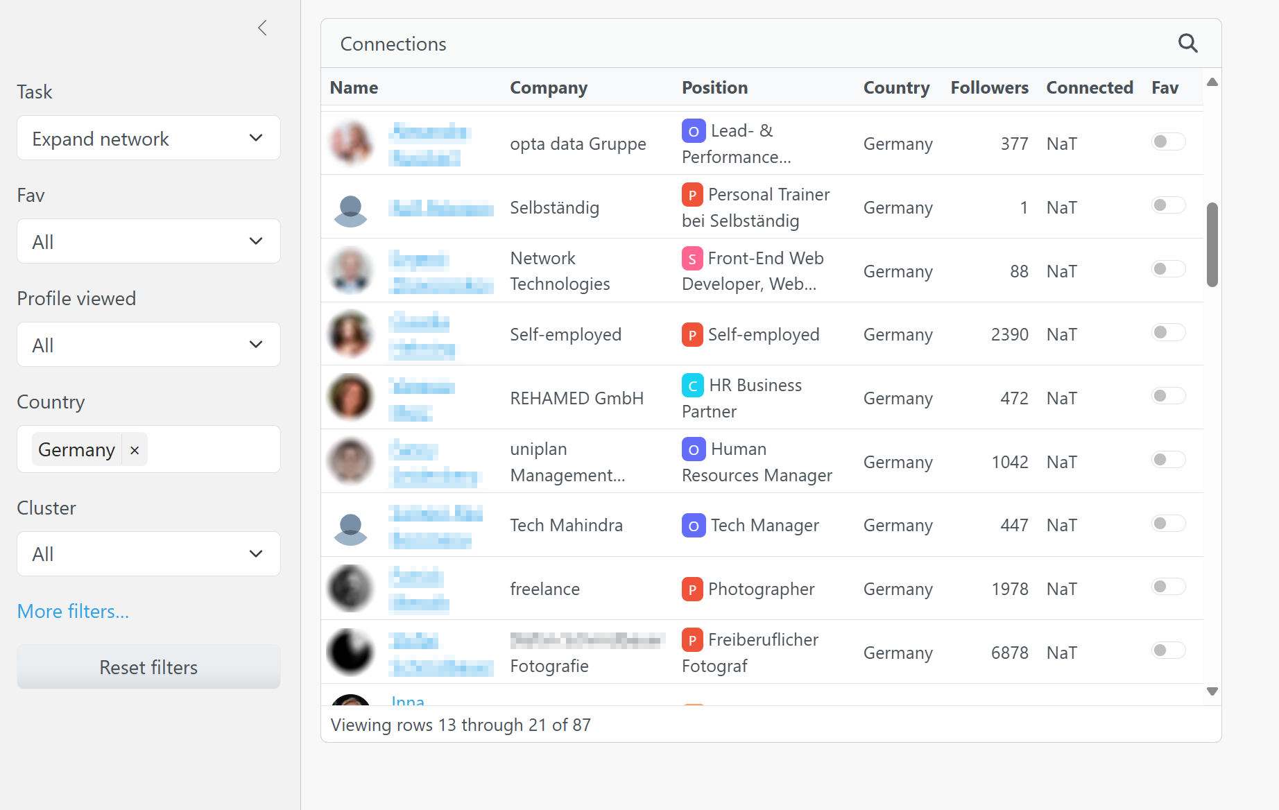 Smart filters interface